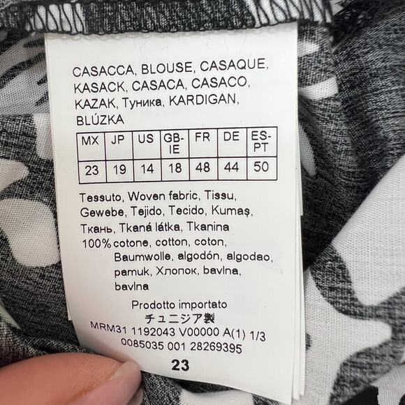 PERSONA BY MARINA RINALDI Black White Floral Print Fiero Button Down Top 14 NEW - Picture 9 of 10